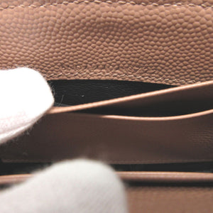 新品同様 サンローランパリ 414404 カサンドラ レザー ピンクベージュ ロゴ カードケース 財布 0859【中古】SAINT LAURENT PARIS