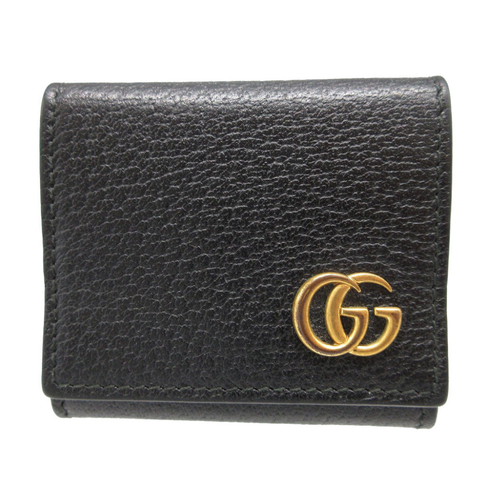美品 グッチ GGマーモント 473959 レザー ブラック 黒 コインケース 0862【中古】GUCCI