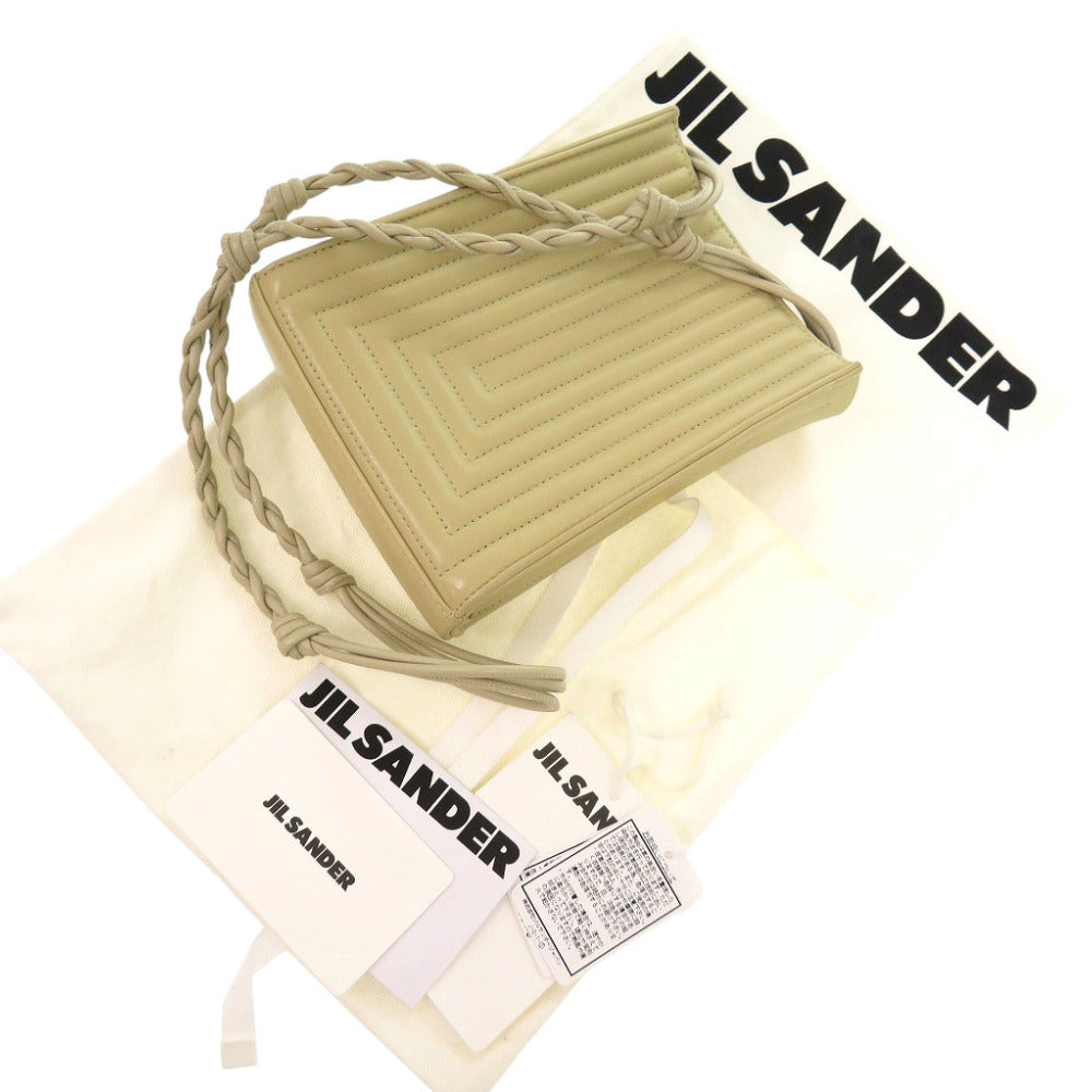 美品 ジルサンダー タングル SM ショルダーバッグ レザー ベージュ 0878【中古】JIL SANDER