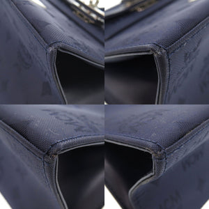美品 エム シー エム ロゴ 2WAY レザー/PVC ネイビー ハンドバッグ 0887【中古】MCM