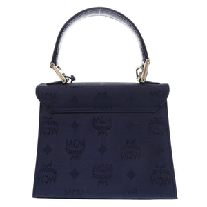 美品 エム シー エム ロゴ 2WAY レザー/PVC ネイビー ハンドバッグ 0887【中古】MCM