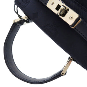 美品 エム シー エム ロゴ 2WAY レザー/PVC ネイビー ハンドバッグ 0887【中古】MCM