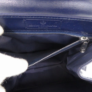 美品 エム シー エム ロゴ 2WAY レザー/PVC ネイビー ハンドバッグ 0887【中古】MCM