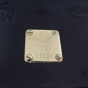 美品 エム シー エム ロゴ 2WAY レザー/PVC ネイビー ハンドバッグ 0887【中古】MCM