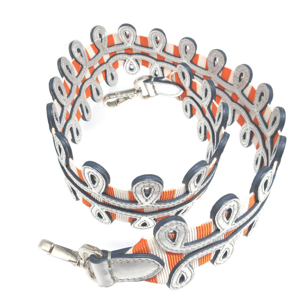 新品同様 フェンディ ストラップユー キャンバス レザー オレンジ シルバー ショルダーストラップ 0888-2【中古】FENDI