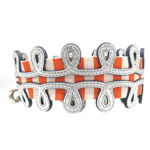 新品同様 フェンディ ストラップユー キャンバス レザー オレンジ シルバー ショルダーストラップ 0888-2【中古】FENDI