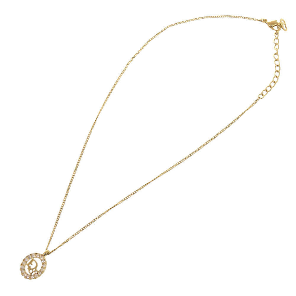 美品 クリスチャン ディオール ヴィンテージ ロゴ ストーン ゴールド ネックレス アクセサリー 0898 【中古】 Christian Dior
