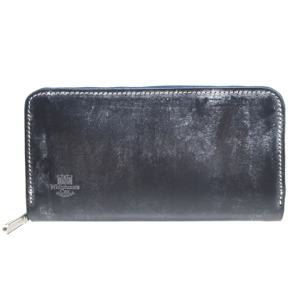 新品同様 ホワイトハウスコックス ブライドルレザー ネイビー 紺 ラウンドファスナー長財布 財布 0907【中古】Whitehouse Cox