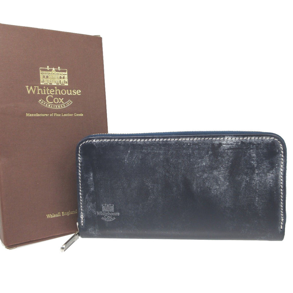 新品同様 ホワイトハウスコックス ブライドルレザー ネイビー 紺 ラウンドファスナー長財布 財布 0907【中古】Whitehouse Cox