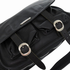 クロムハーツ ガンスリンガー メッセンジャーバッグ レザー ショルダーバッグ シルバー925 ブラック 黒 0997【中古】CHROME HEARTS