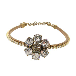 美品 グッチ クリスタル ダブルG ブレスレット 651557 I5671 8061 エイジングゴールド フィニッシュメタル 1010【中古】GUCCI