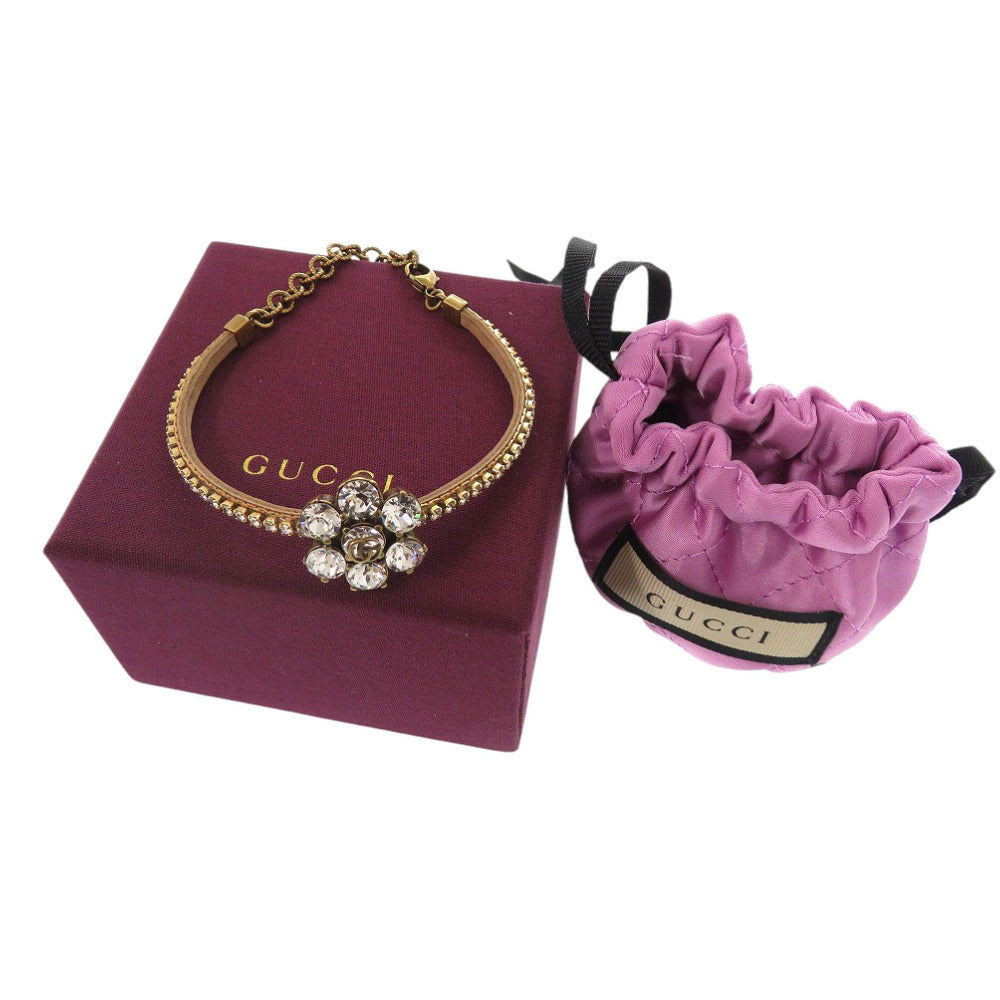 美品 グッチ クリスタル ダブルG ブレスレット 651557 I5671 8061 エイジングゴールド フィニッシュメタル 1010【中古】GUCCI