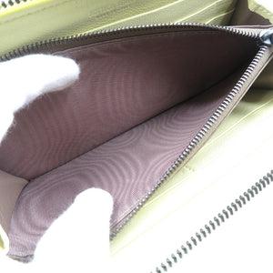 未使用 ボッテガヴェネタ イントレチャート レザー ライトイエロー ラウンドファスナー 長財布 1014【中古】BOTTEGA VENETA