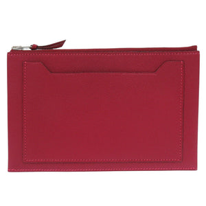 新品同様 エルメス クラリスGM シェーブル ルージュ □F刻印(2002年製) ポーチ バッグ 赤 1015【中古】HERMES