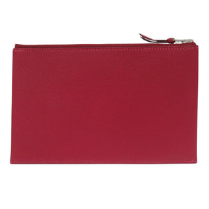 新品同様 エルメス クラリスGM シェーブル ルージュ □F刻印(2002年製) ポーチ バッグ 赤 1015【中古】HERMES