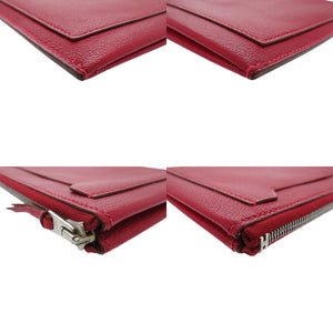 新品同様 エルメス クラリスGM シェーブル ルージュ □F刻印(2002年製) ポーチ バッグ 赤 1015【中古】HERMES