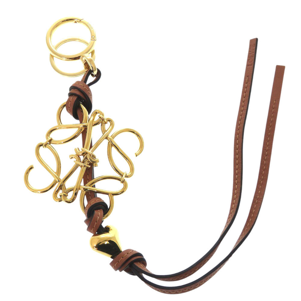 新品同様 ロエベ アナグラム チャーム C821232X01 カーフ 真鍮 ゴールド 1023【中古】LOEWE