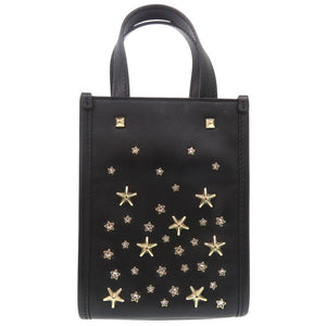 新品同様 ジミーチュウ MINI N/S  スタッズ 2WAY ミニトートバッグ クリスタルスター レザー ブラック 1051【中古】JIMMY CHOO