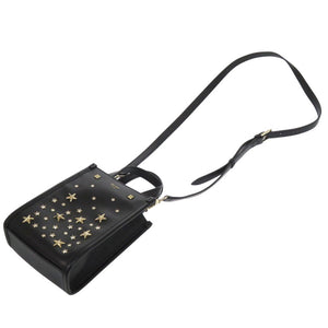 新品同様 ジミーチュウ MINI N/S  スタッズ 2WAY ミニトートバッグ クリスタルスター レザー ブラック 1051【中古】JIMMY CHOO