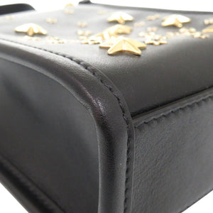 新品同様 ジミーチュウ MINI N/S  スタッズ 2WAY ミニトートバッグ クリスタルスター レザー ブラック 1051【中古】JIMMY CHOO