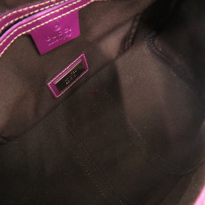 美品 グッチ GGスプリーム ミニボストンバッグ ハンドバッグ 紫 ストライプ パープル 1065【中古】GUCCI