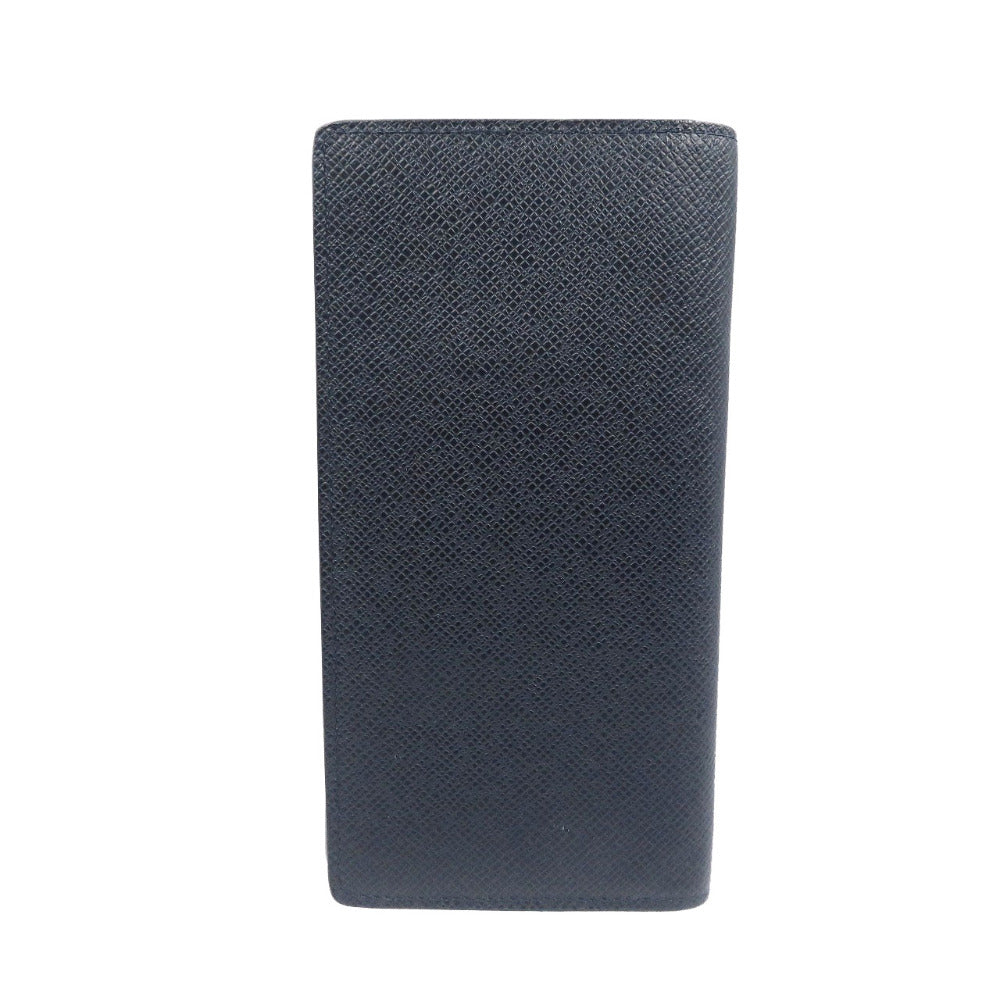 美品 ルイヴィトン ポルトフォイユ ブラザ M30502 タイガレザー シルバー金具 ネイビー 紺 長財布 1083【中古】LOUIS VUITTON