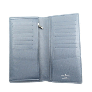 美品 ルイヴィトン ポルトフォイユ ブラザ M30502 タイガレザー シルバー金具 ネイビー 紺 長財布 1083【中古】LOUIS VUITTON