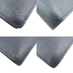 美品 ルイヴィトン ポルトフォイユ ブラザ M30502 タイガレザー シルバー金具 ネイビー 紺 長財布 1083【中古】LOUIS VUITTON