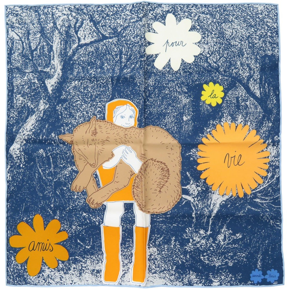 美品 エルメス カレ45 ガヴロッシュ 生涯の友人 AMIS POUR LA VIE シルク マルチカラー スカーフ 1085【中古】HERMES