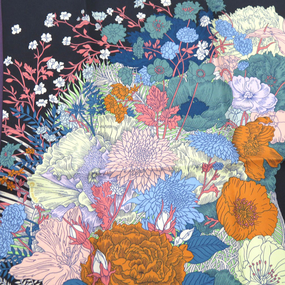 新品同様 エルメス カレ45 フラワーホース ガヴロッシュ ローブ レジェール デタイユ Robe Legere Detail ツイルスカーフ 花柄 馬 シルク マルチカラー 1088【中古】HERMES