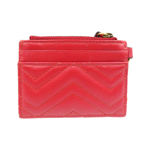 グッチ GGマーモント 627064 ダブルG レザー ゴールド金具 レッド 赤 キーチェーン付き コインケース カードケース 1091【中古】GUCCI