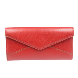 未使用 カルティエ レザー シルバー金具 レッド 赤 三つ折り 長財布 1093【中古】Cartier