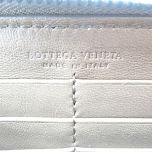 新品同様 ボッテガヴェネタ イントレチャート レザー ブラウン ラウンドファスナー 長財布 1094【中古】BOTTEGA VENETA