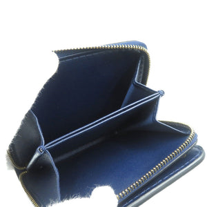 新品同様 クリスチャンディオール 蜂 ビー レザー ゴールド金具 ネイビー 紺 二つ折り財布 1128【中古】Christian Dior