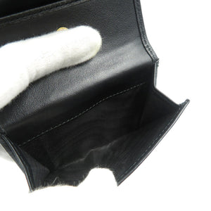 美品 プラダ ソフトカーフ トライアングル 1MH043 レザー ゴールド金具 ブラック 黒  ミニ財布 三つ折り財布 1193【中古】PRADA