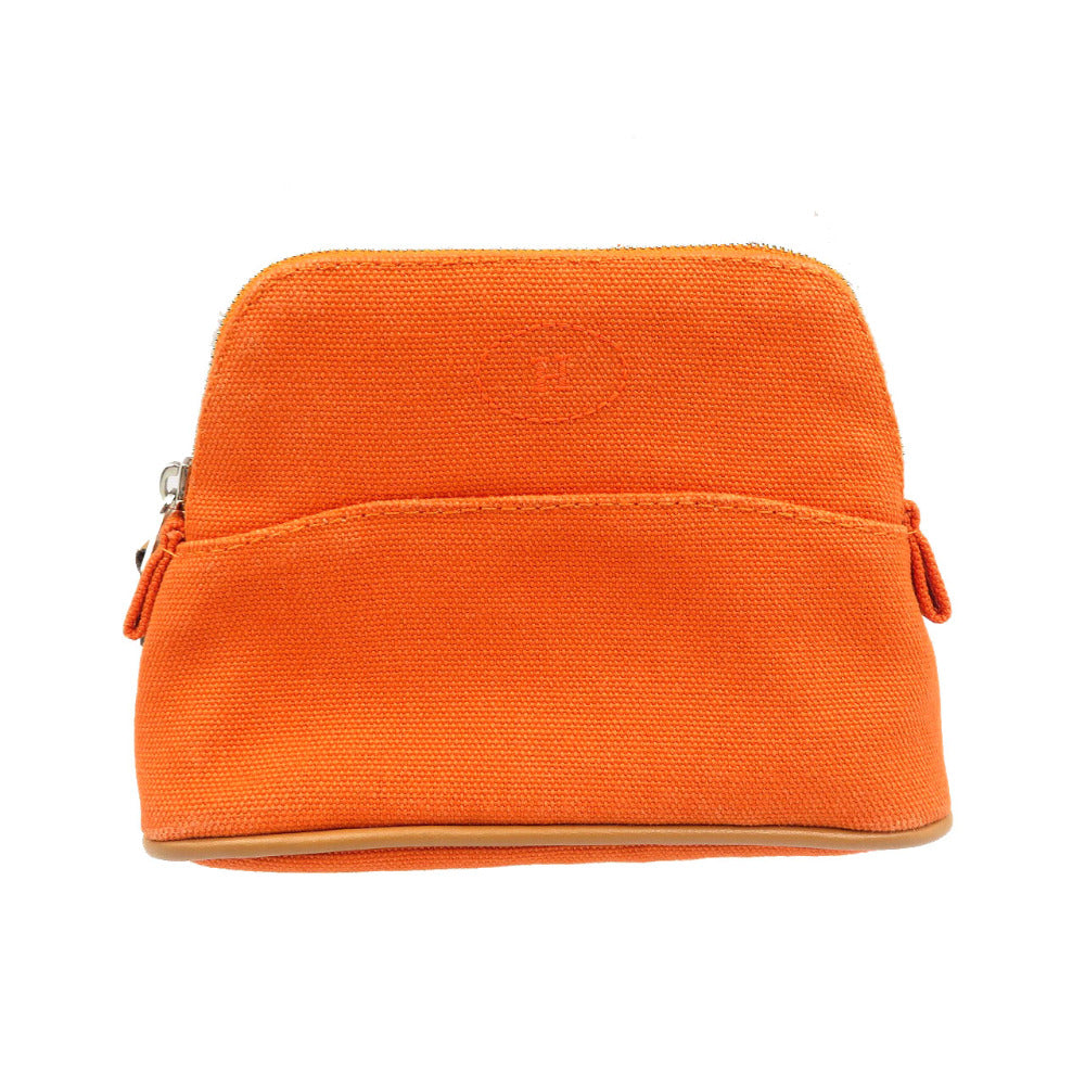美品 エルメス ボリードポーチ 16 ミニミニ コットン レザー オレンジ ポーチ 1210【中古】HERMES