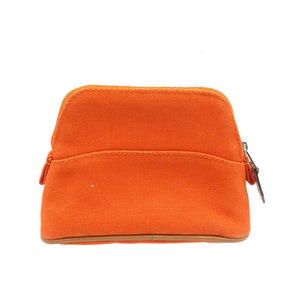 美品 エルメス ボリードポーチ 16 ミニミニ コットン レザー オレンジ ポーチ 1210【中古】HERMES