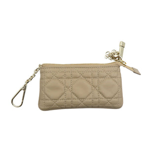 未使用 クリスチャンディオール レディディオール 33-MA-0262 カナージュ ラムスキン ゴールド金具 ベージュ キーケース 1246【中古】Christian Dior