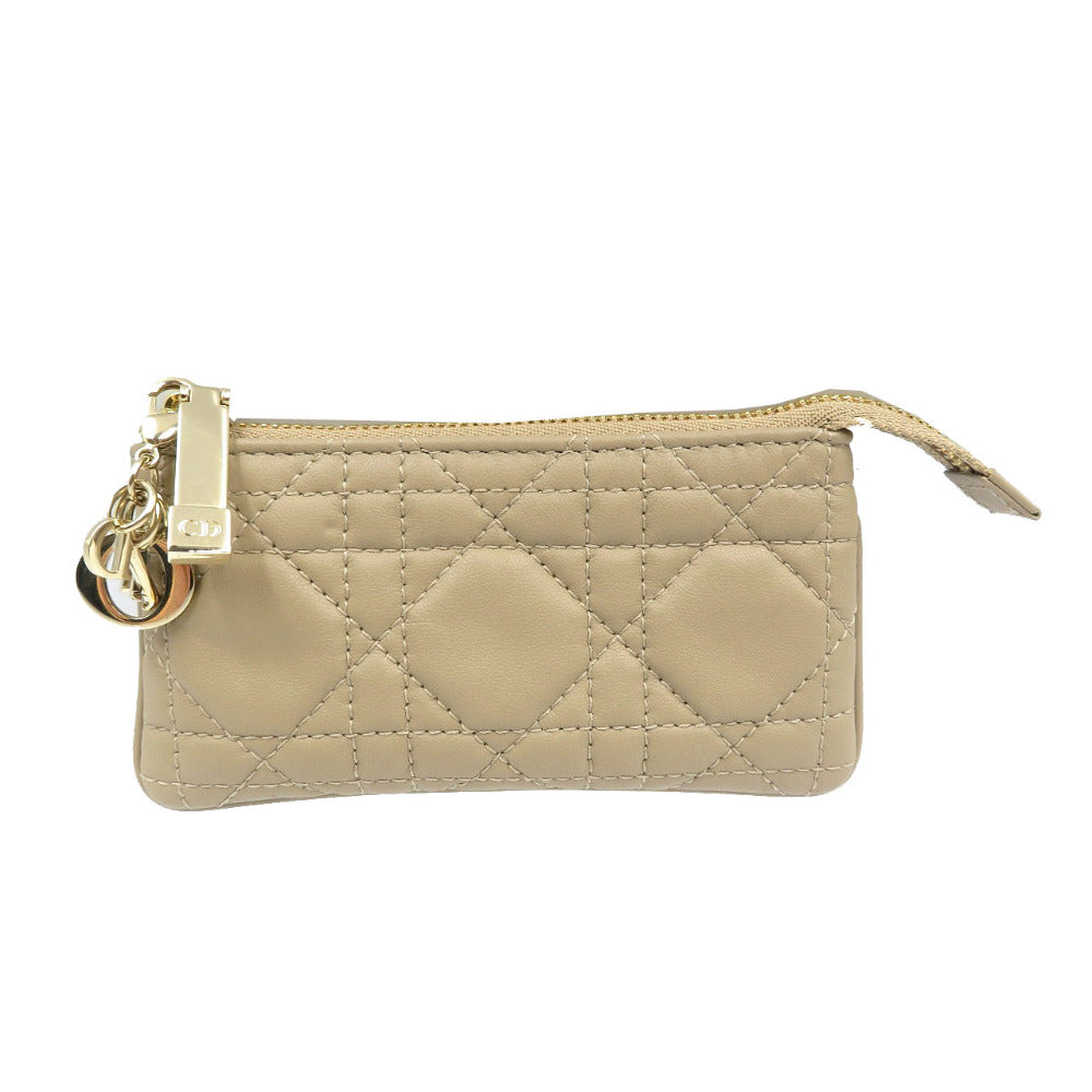 未使用 クリスチャンディオール レディディオール 33-MA-0262 カナージュ ラムスキン ゴールド金具 ベージュ キーケース 1246【中古】Christian Dior