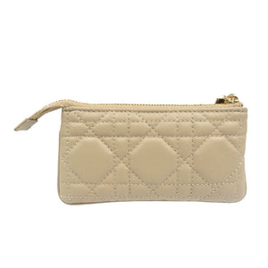 未使用 クリスチャンディオール レディディオール 33-MA-0262 カナージュ ラムスキン ゴールド金具 ベージュ キーケース 1246【中古】Christian Dior