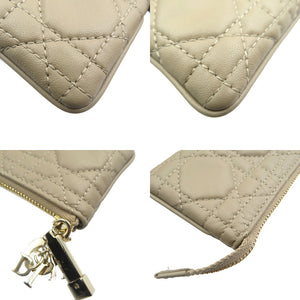 未使用 クリスチャンディオール レディディオール 33-MA-0262 カナージュ ラムスキン ゴールド金具 ベージュ キーケース 1246【中古】Christian Dior