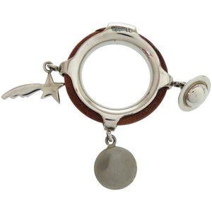 美品 エルメス 土星 月 星 メタル レザー ブラウン スカーフリング 1284【中古】HERMES