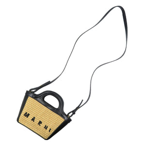 未使用 マルニ トロピカリア マイクロ BMMP0096Q0 コットン ポリアミド レザー ゴールド金具 ブラック ベージュ ショルダーバッグ 1311【中古】MARNI