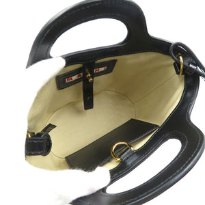 未使用 マルニ トロピカリア マイクロ BMMP0096Q0 コットン ポリアミド レザー ゴールド金具 ブラック ベージュ ショルダーバッグ 1311【中古】MARNI