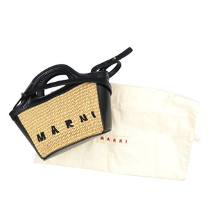 未使用 マルニ トロピカリア マイクロ BMMP0096Q0 コットン ポリアミド レザー ゴールド金具 ブラック ベージュ ショルダーバッグ 1311【中古】MARNI