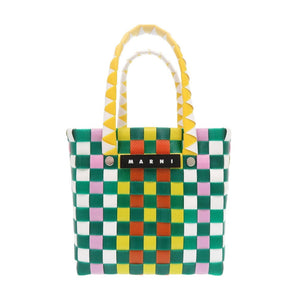 新品同様 マルニ バーントブリック ウーブン マイクロ バスケット M00178 M00IW ポリプロピレン グリーン ハンドバッグ 緑 1312【中古】MARNI