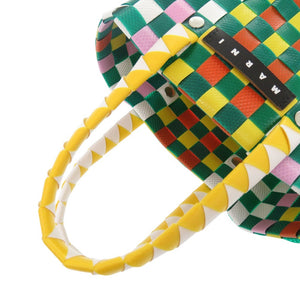 新品同様 マルニ バーントブリック ウーブン マイクロ バスケット M00178 M00IW ポリプロピレン グリーン ハンドバッグ 緑 1312【中古】MARNI