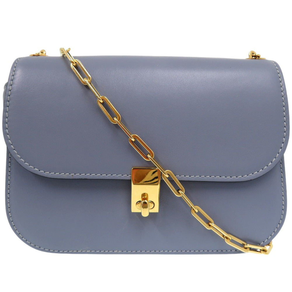 美品 ヴァレンティノ ガラヴァーニ チェーンリンク ショルダーバッグ レザー ライトブルー 1313【中古】Valentino Garavani