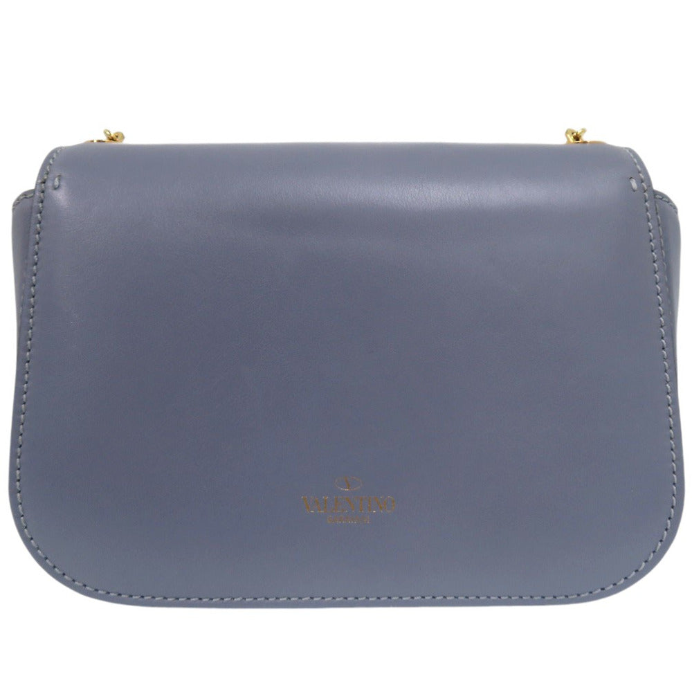 美品 ヴァレンティノ ガラヴァーニ チェーンリンク ショルダーバッグ レザー ライトブルー 1313【中古】Valentino Garavani