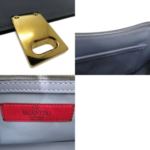 美品 ヴァレンティノ ガラヴァーニ チェーンリンク ショルダーバッグ レザー ライトブルー 1313【中古】Valentino Garavani